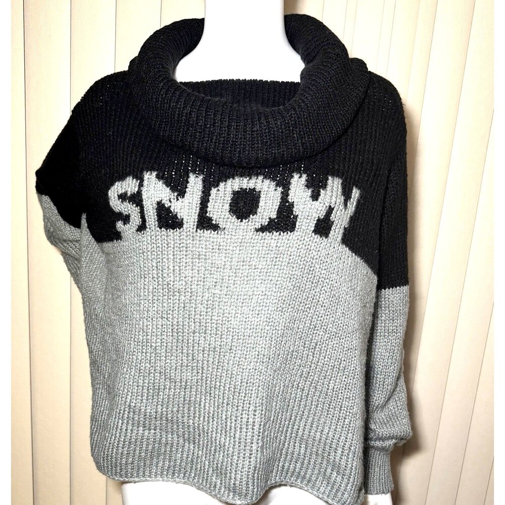 Wooden Ships SNOW Sweater Womens S/M Black Gray Cowl Neck Mohair Wool Oversized